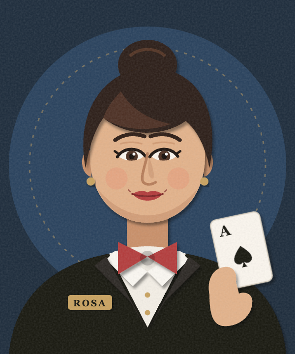 Rosa, a dealer drawn in paper cutout