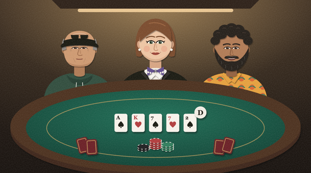 June dealing Texas hold'em to two regulars